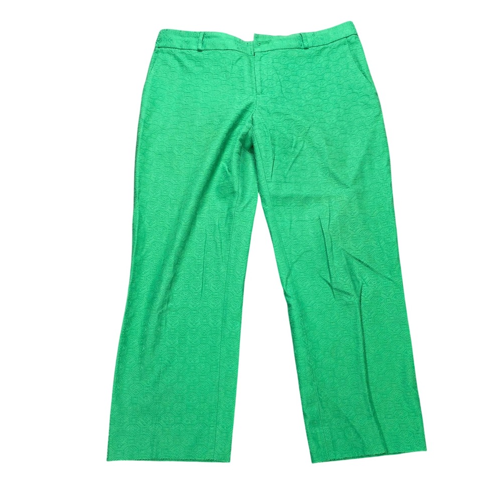 Banana Republic Hampton Pant Women's Size 12 Emerald Green Jacquard Geometric